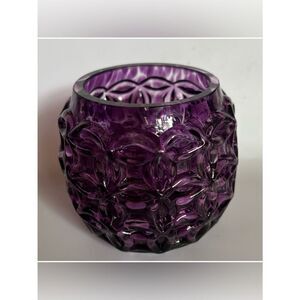 Glass Eye Studio Maritime Sea Haven Purple Handblown Art Glass Candle Holder